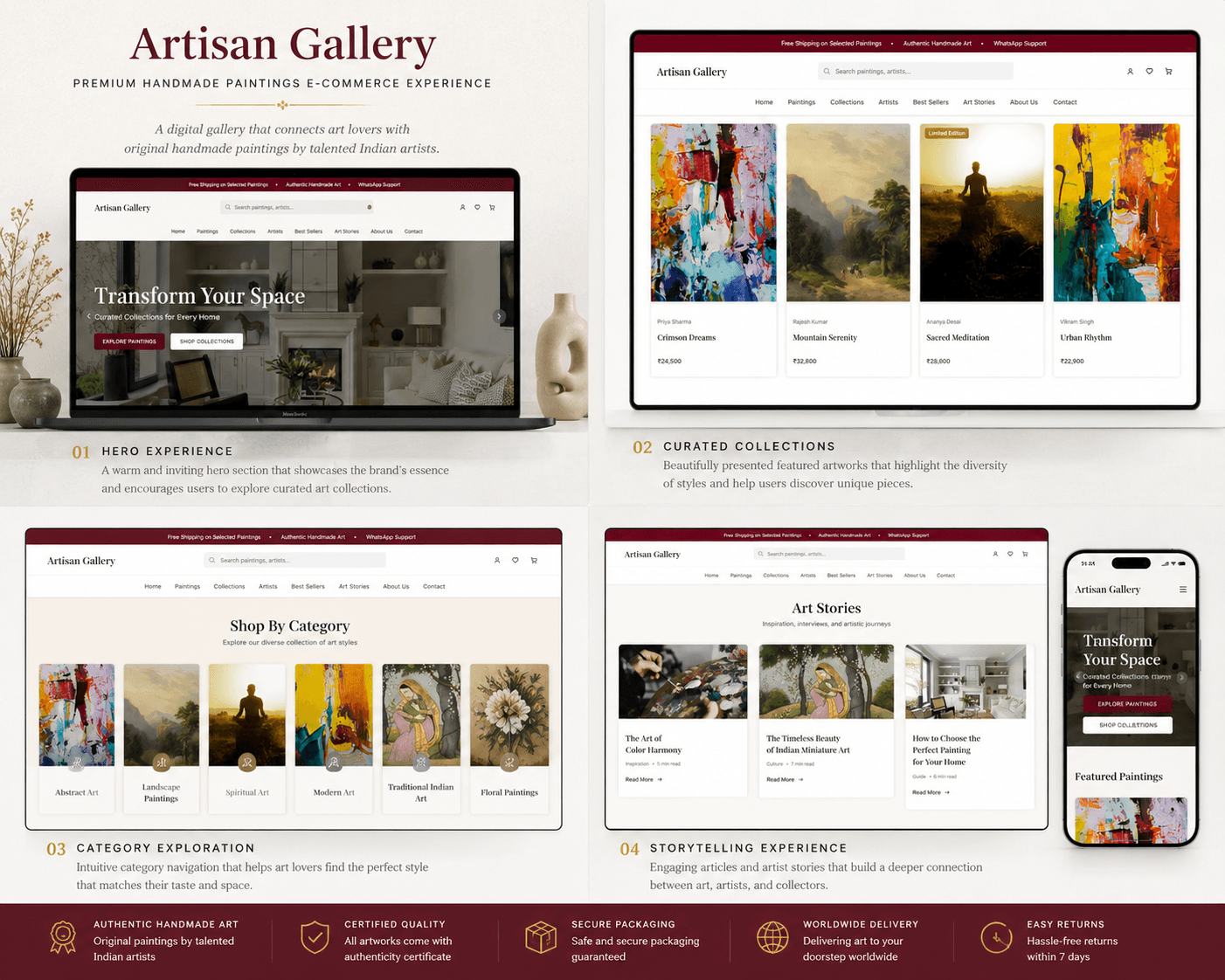 Artisan Gallery – Premium Handmade Paintings E-commerce Experience